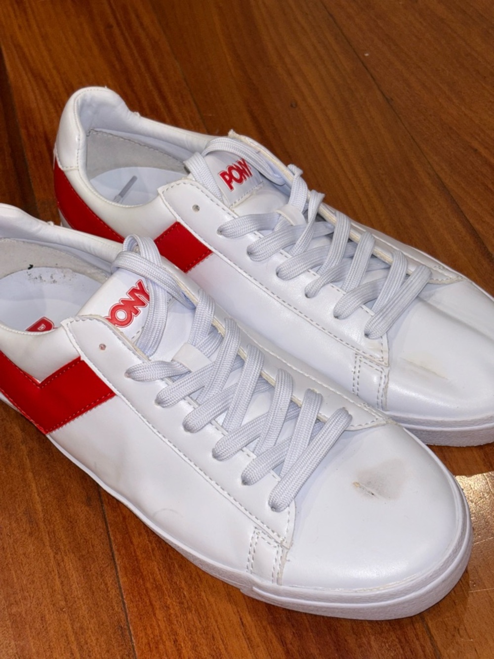 PONY Men’s White & Red Low-Top Sneakers size 9.5